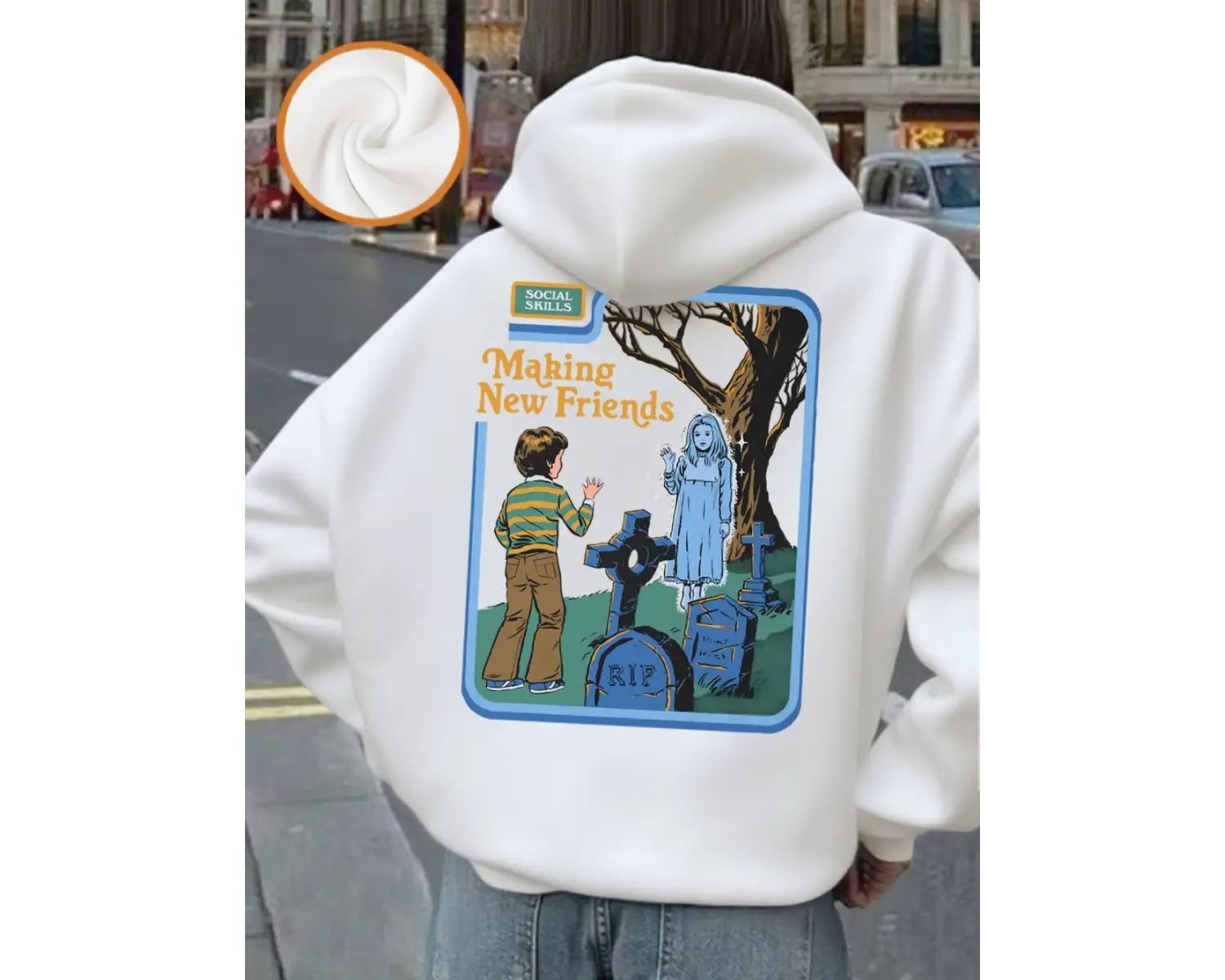 Yeni Arkadaşlar Yapmak Baskılı Kapüşonlu Üstler Kadın Rahat Bol Kazak Kışlık Polar Sıcak Swea