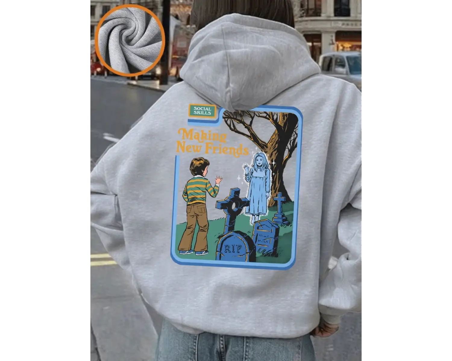 Yeni Arkadaşlar Yapmak Baskılı Kapüşonlu Üstler Kadın Rahat Bol Kazak Kışlık Polar Sıcak Swea