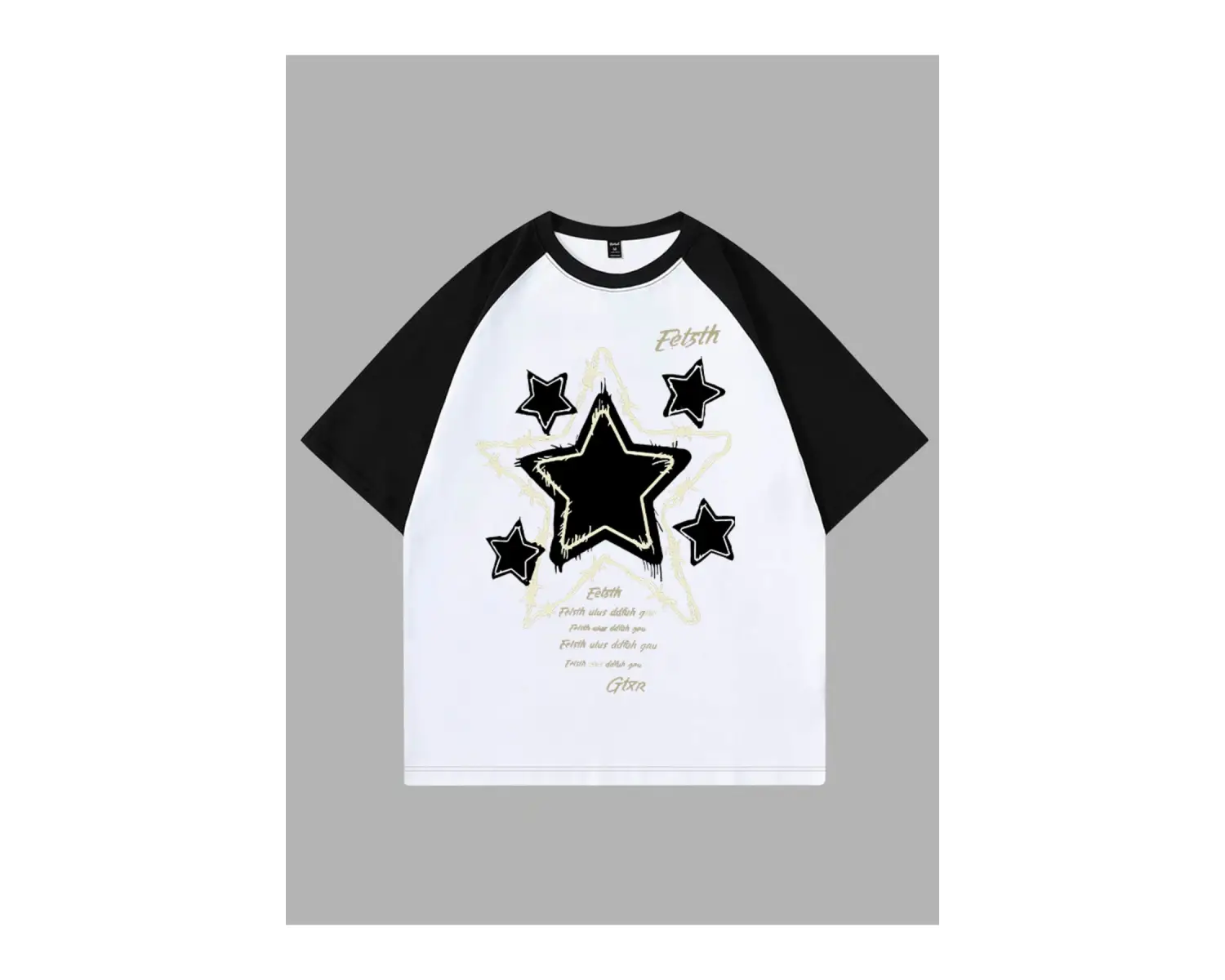 YILDIZ BASKILI ÇİFT RENK T SHIRT