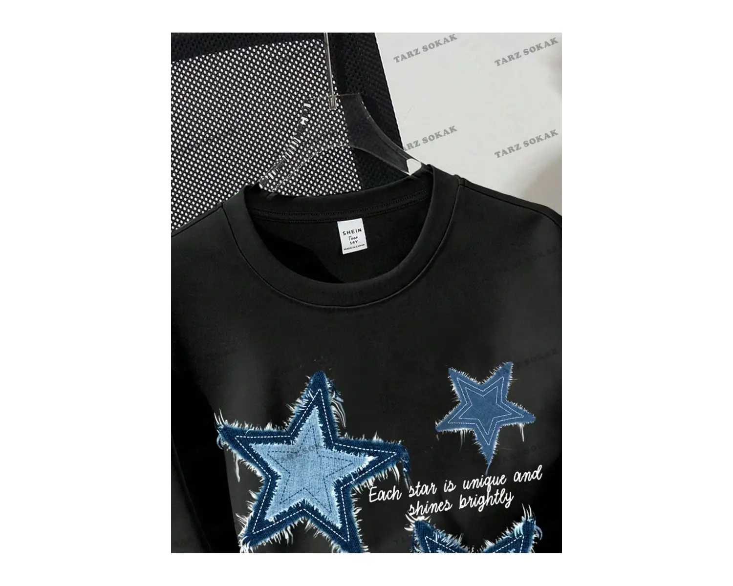 Yıldız Baskılı Oversize Kalıp Unisex T-shirt