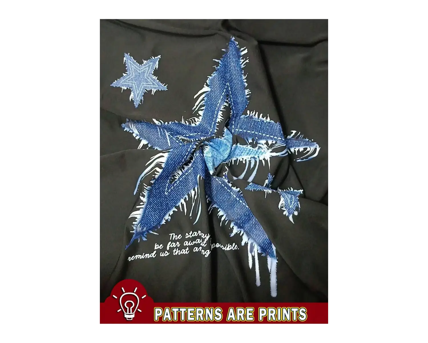 Yıldız Grafikli Yuvarlak Yaka Kısa Kollu Tişört