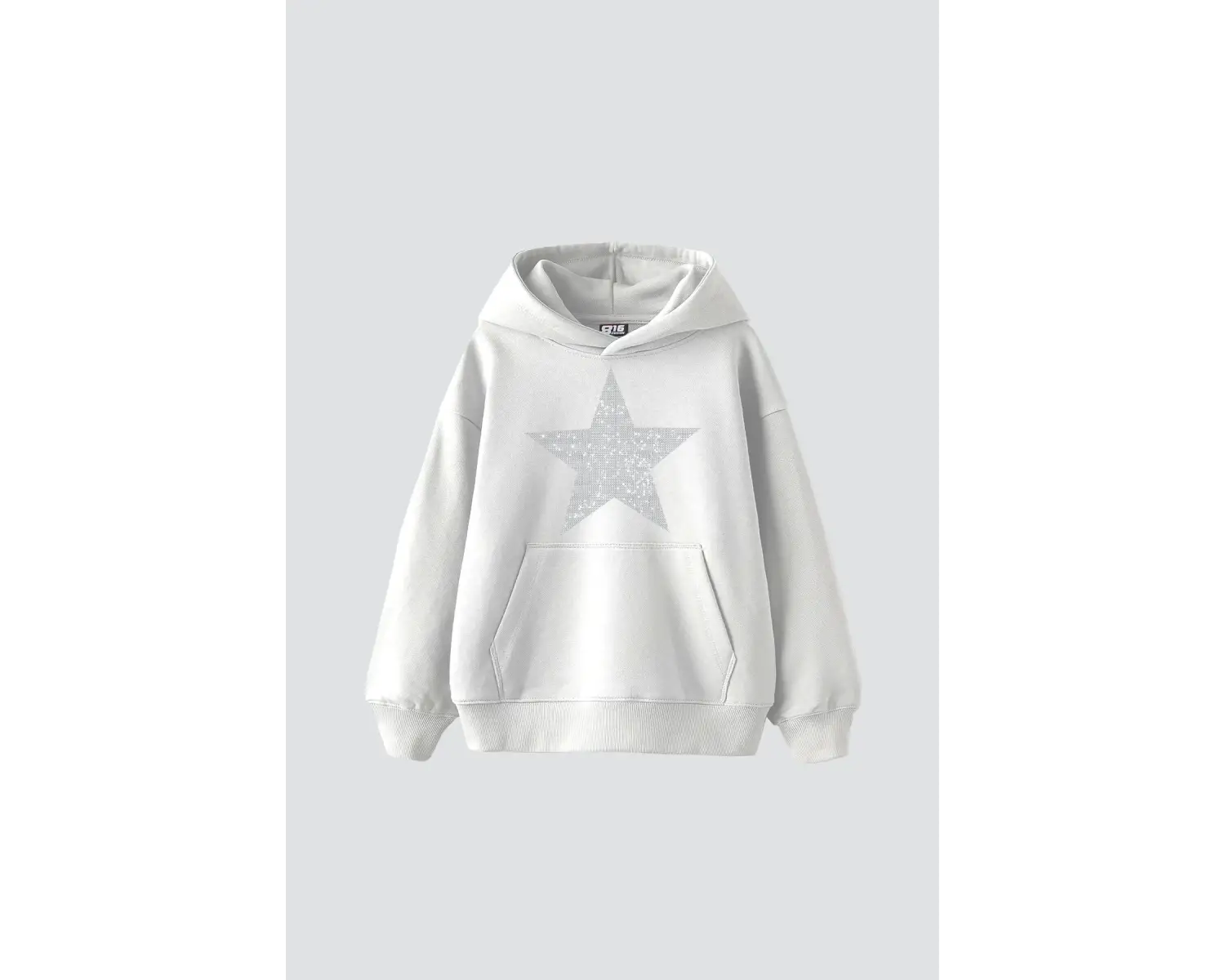 Yıldız Taş Baskılı Oversize Unisex Beyaz