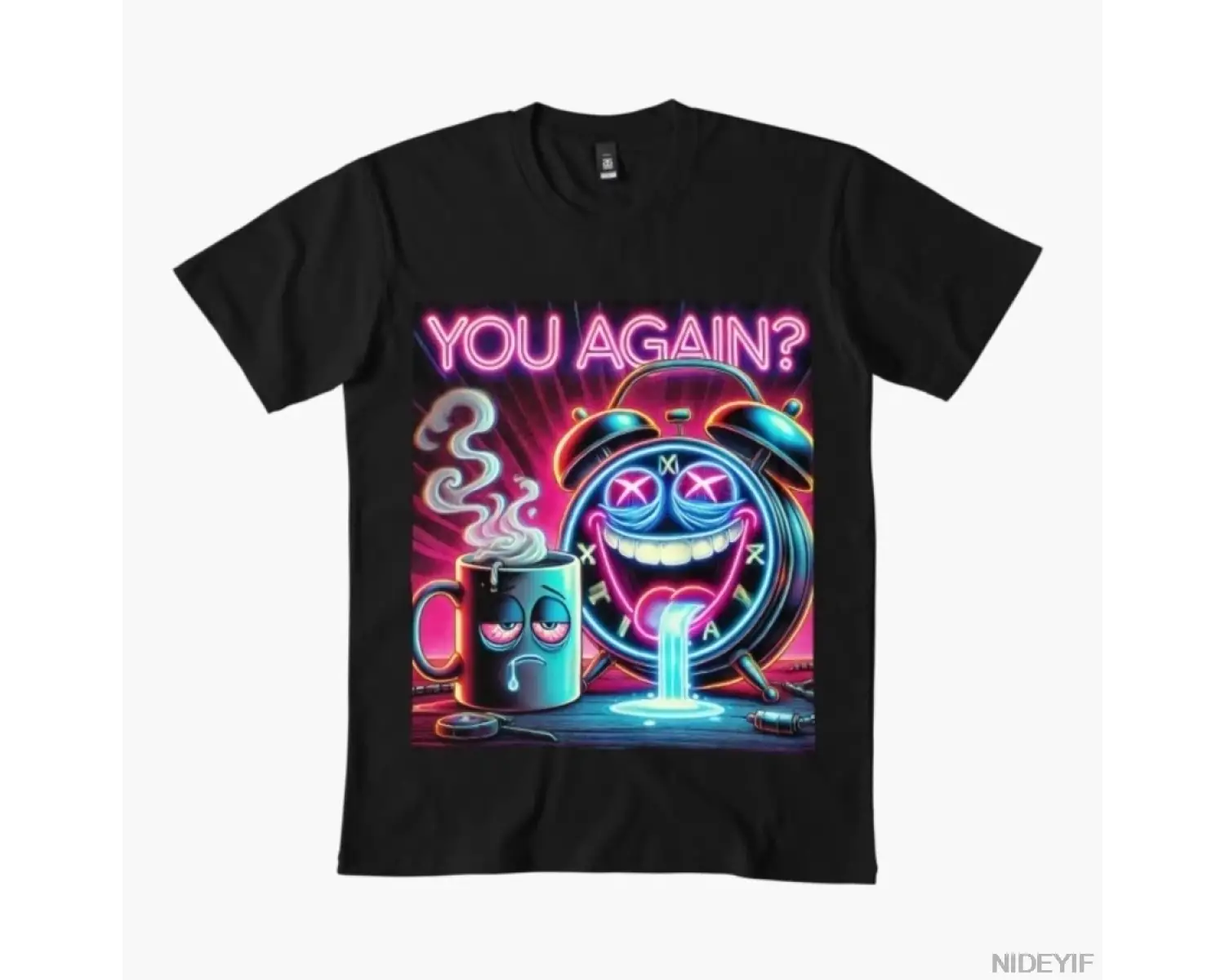 Yine mi? Erkekler Kadınlar İçin Neon Alarm Tişörtü %100 Pamuklu Tişörtler Kısa Kollu Üstler 0