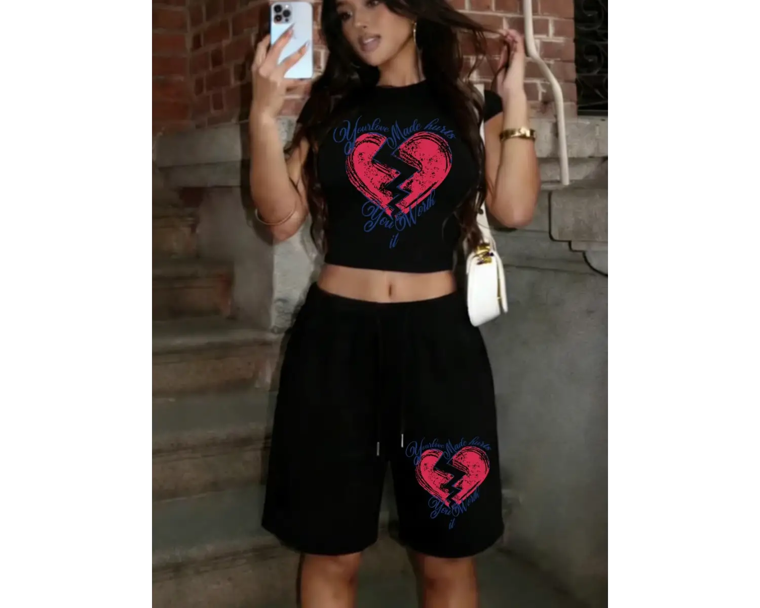 Your Love Made Hurtsprints Babby TeeT-Shirt Şort Yaz İki Parçalı Set Üstleri Pantolon Sportif Büy