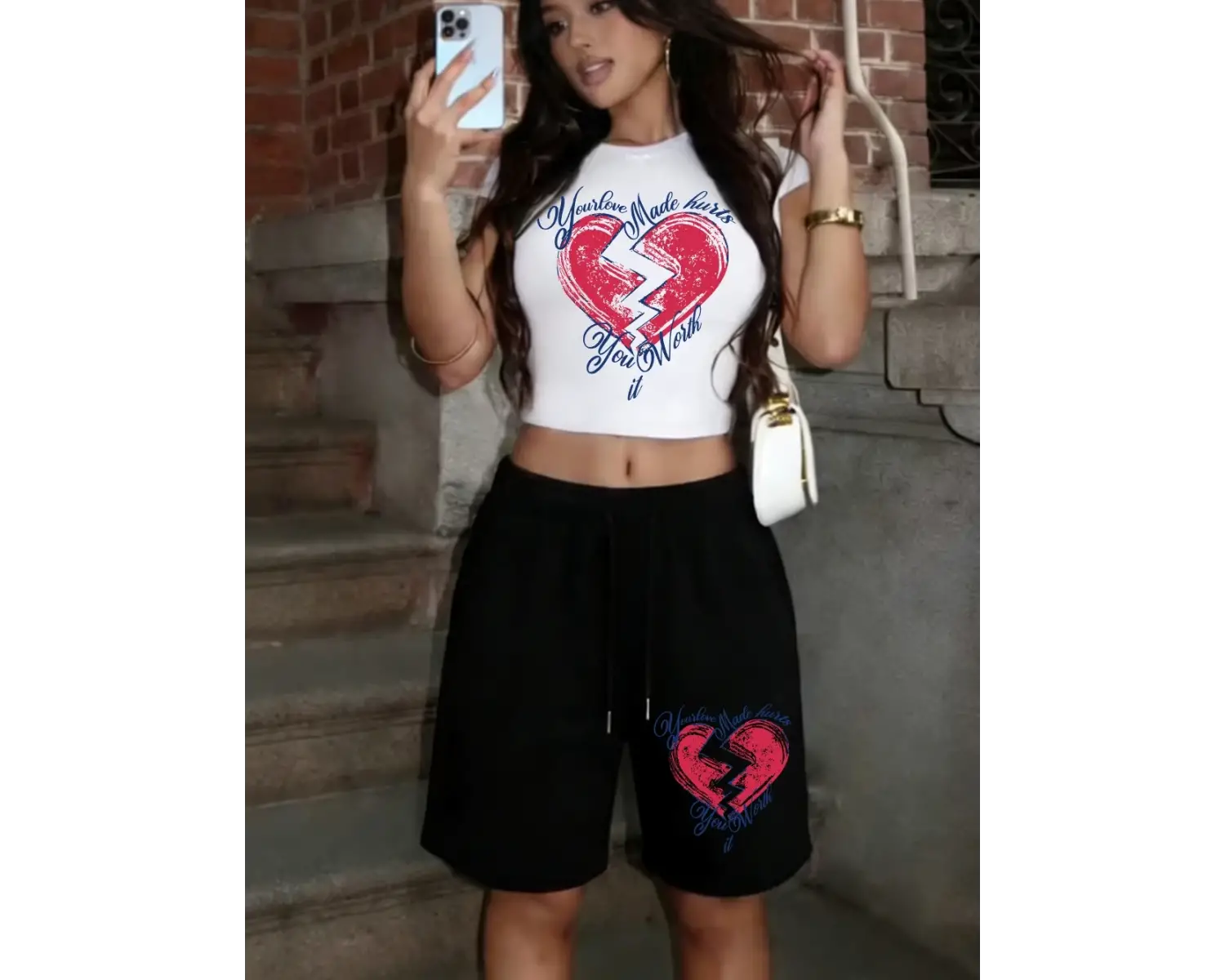 Your Love Made Hurtsprints Babby TeeT-Shirt Şort Yaz İki Parçalı Set Üstleri Pantolon Sportif Büy