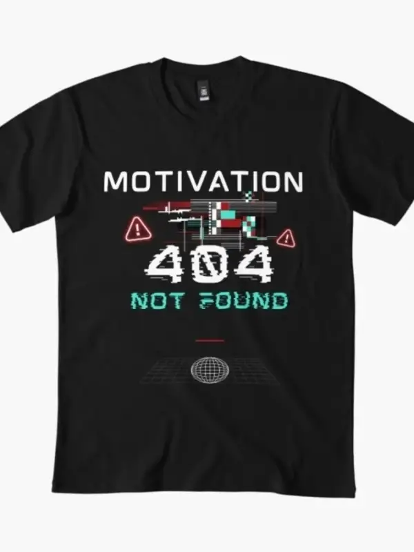 404 Motivasyon Bulunamadı Glitch & Vaporwave 2.0 Erkek Kadın Tişörtü %100 Pamuklu Tişörtler K