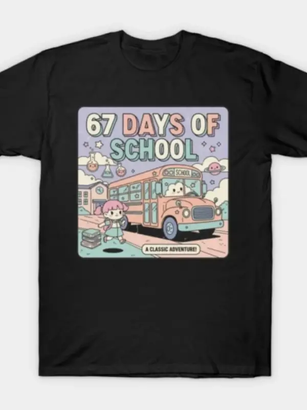 67 GÜN OKUL Erkekler Kadınlar İçin Tişört %100 Pamuklu Tişörtler Kısa Kollu Üstler 1226-2