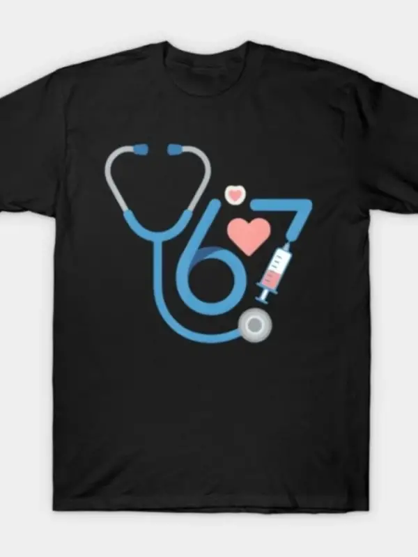67 Hemşire Altı Yedi Hemşirelik Mizah T-shirt Erkekler Kadınlar Için % 100% Pamuk T Shirt Kıs