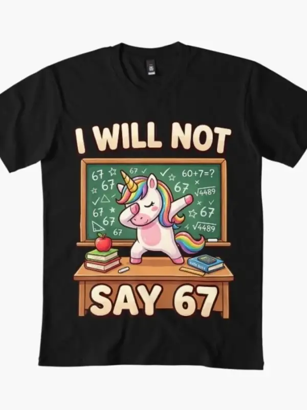 67 Unicorn Kız Çocukları İçin Altı Yedi Meme Brainrot Komik Erkek Çocuk Tişörtü Erkekler Kadı