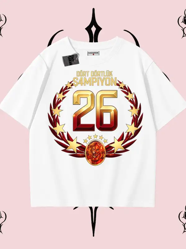 Dört Dörtlük Şampiyon 26 Oversize Unisex Taraftar Tişörtü