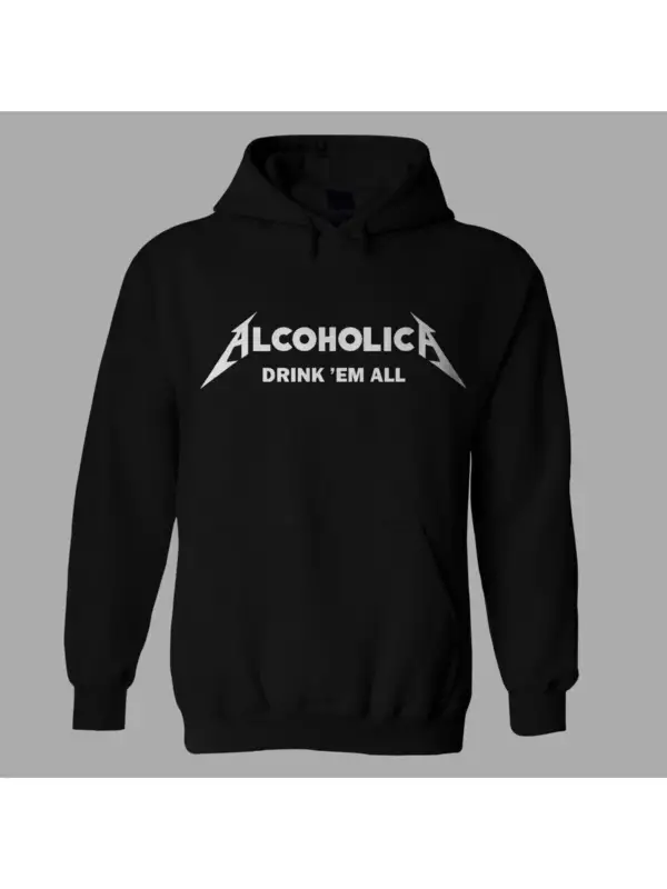 Oversize Siyah Metallica Logo Hoodie