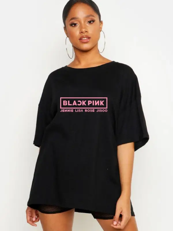 Black Pink Oversize Tişört