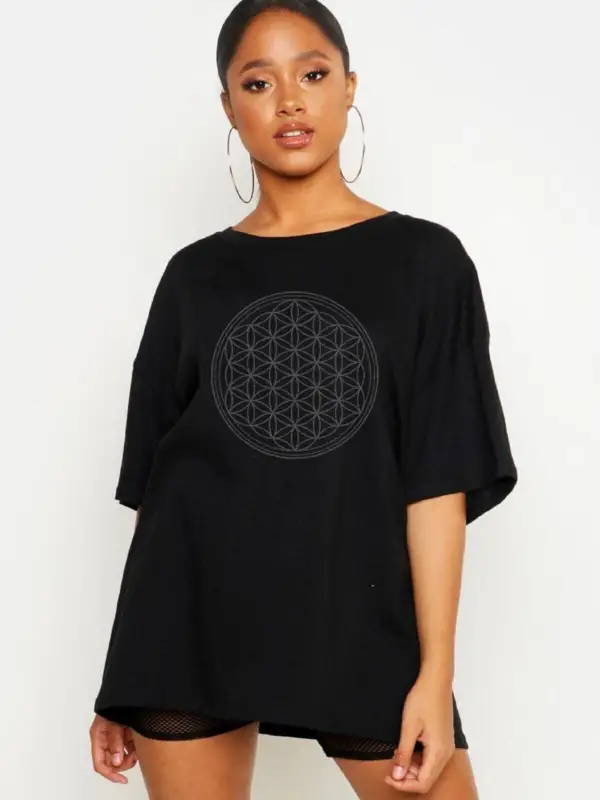 Yaşam Çiçeği Oversize Tişört
