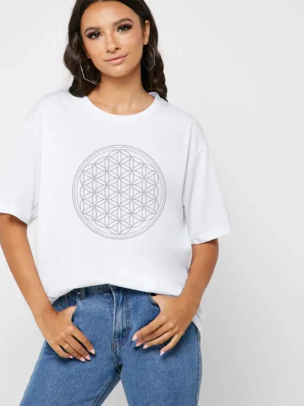 Yaşam Çiçeği Oversize Tişört