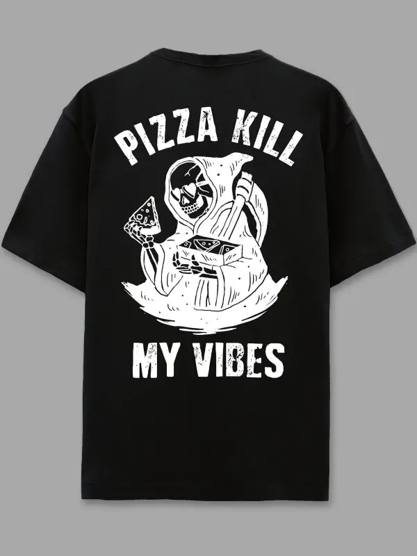 Pizza Killer Siyah Oversize Unisex T-shirt