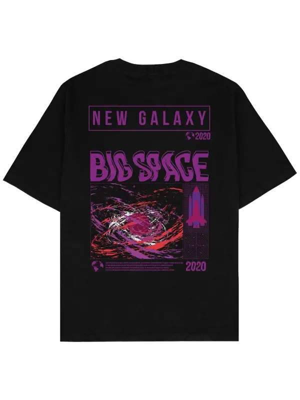 Big Space Siyah Oversize Unisex T-shirt