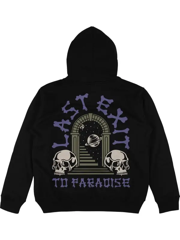 Last Exit Siyah Oversize Unisex Kapüşonlu Sweatshirt Hoodie