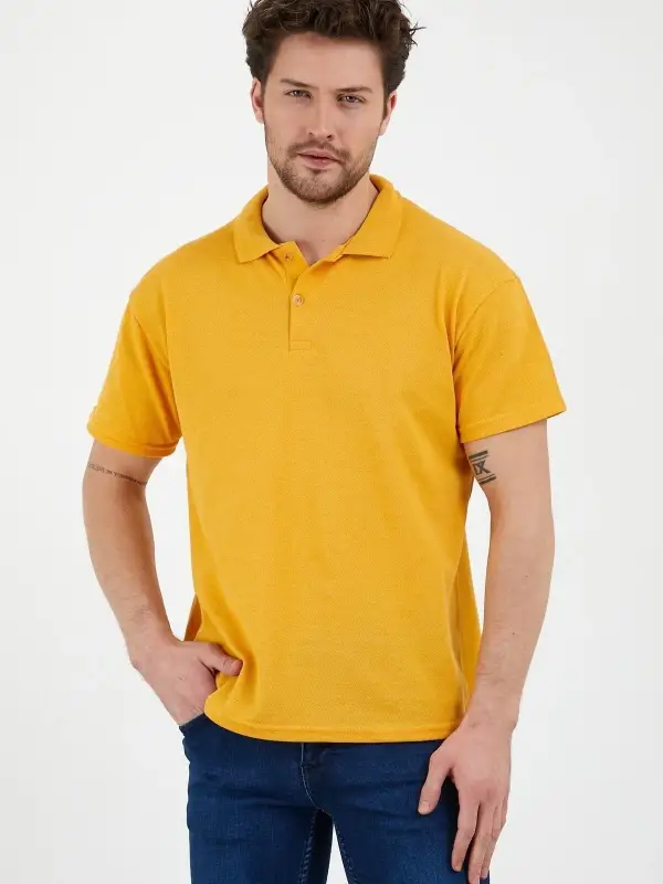 Sarı Dar/slim Fitt Polo Yaka Tshirt