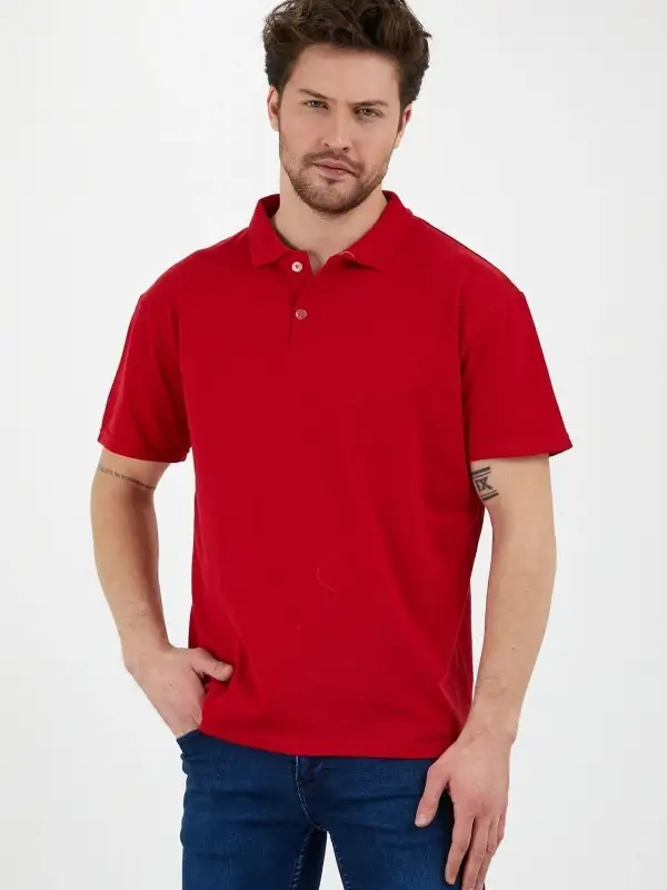 Erkek Slim Fitt Düğmeli Polo Yaka Tshirt