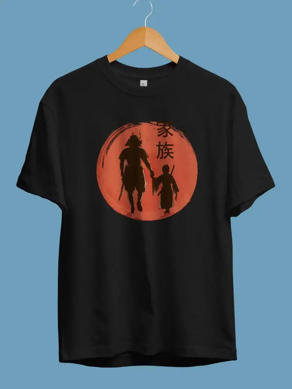 Oversize Japon Katana Samuray Usta Ögretmen Ögrenci Tasarım Baskılı Unisex T-shirt