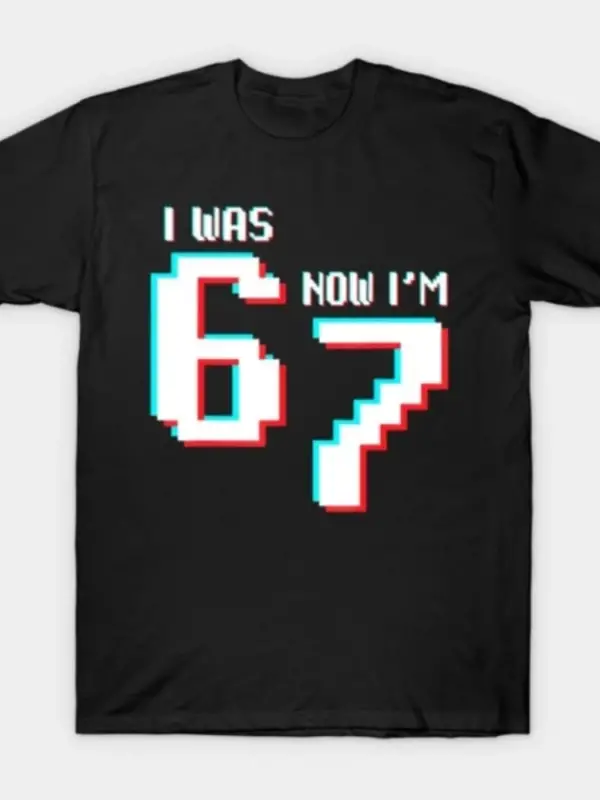 7 Was 6 Now Im 7 Gamer 67 Erkek Kadın Tişörtü %100 Pamuklu Tişörtler Kısa Kollu Üstler 1215-3