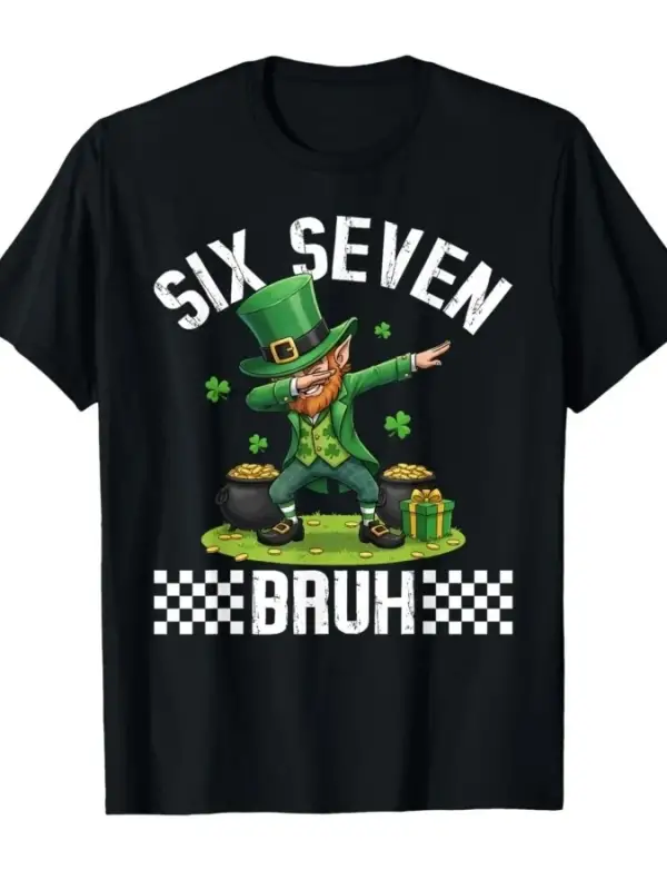Altı Yedi Bruh Komik 6-7 Meme St Patrick Dabbing Leprechaun Tişörtü Erkekler Kadınlar İçin %1