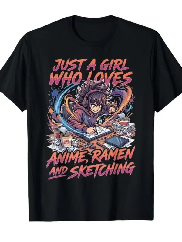 Anime Rameni ve Manga Çizimini Seven Sadece Bir Kız Erkekler ve Kadınlar İçin Manga Severler