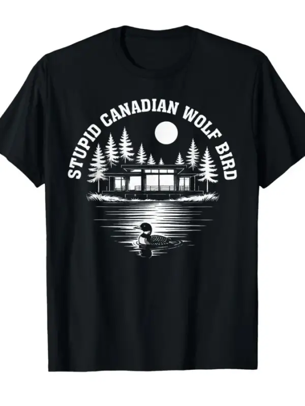 Aptal Kanada Kurt Kuş Alaycı Hayvan T-shirt Erkekler Kadınlar Için % 100% Pamuk T Shirt Kısa