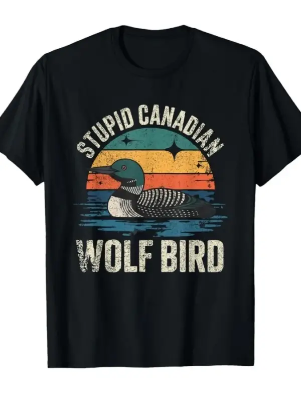 Aptal kanada kurt kuş romantizm hokey hayranları erkekler kadınlar için tişört % 100% pamuklu
