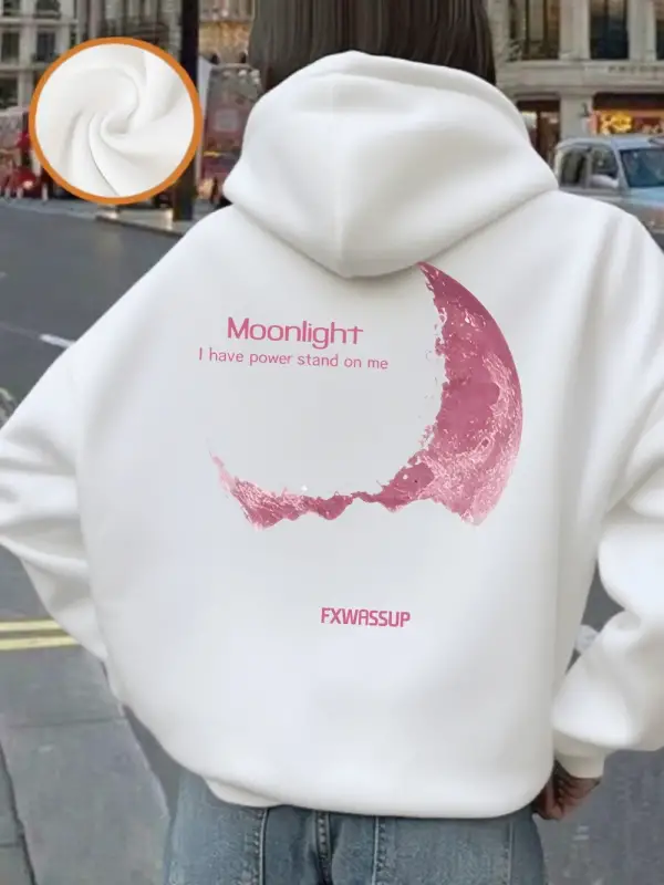 Artı Güzel Ayışığı Baskılar Kapüşonlular Kadınlar Rahat Temel Kazak Temelleri Cep Kazak Kış P