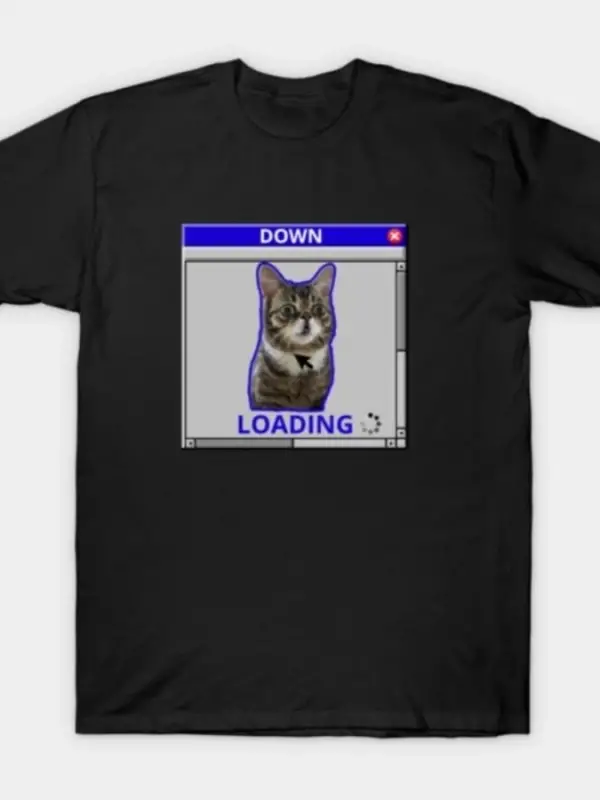 Aşağıya İndirilen Kitty meme tişörtü Erkekler Kadınlar için %100 Pamuklu Tişörtler Kısa Kollu