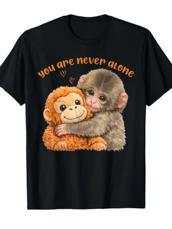Asla Yalnız Değilsin Sevimli Bebek Maymun Meme T-shirt Erkekler Kadınlar Için % 100% Pamuk T