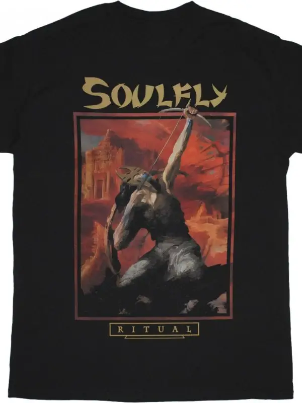 AVANTASIA FLEUR DE LYS NEW BLACK T-SHIRT ÖN VE ARAKA BASKILI