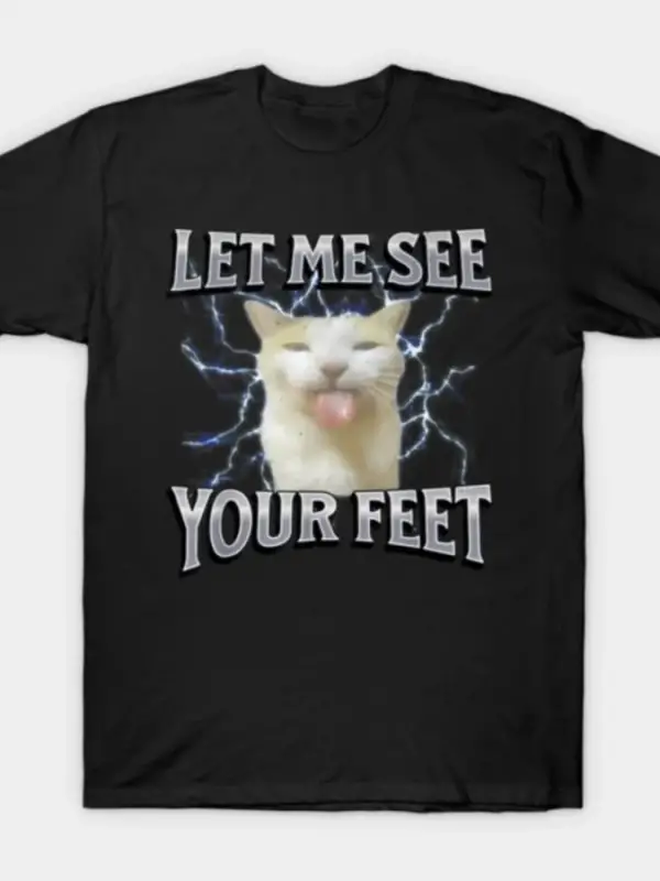Ayaklarınız Komik Saldırgan Kedi Meme Bootleg Grafik T-shirt Erkekler Kadınlar Için % 100% Pa