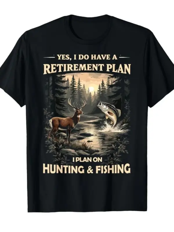 Aylık Emeklilik Planı Avcılık ve Balıkçılık Balıkçı Avcı Baba T-shirt Erkekler Kadınlar Için