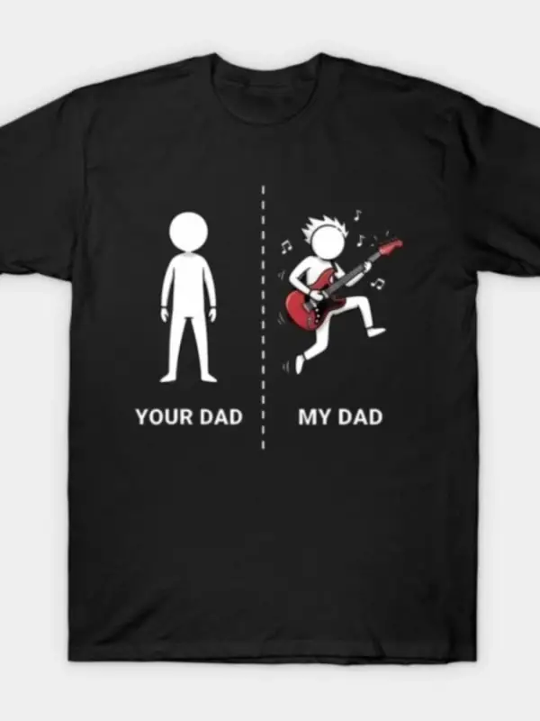 Babanım Benim Baba Gitar Çalar Müzisyen Rocker Baba T-shirt Erkekler Kadınlar Için % 100% Pam
