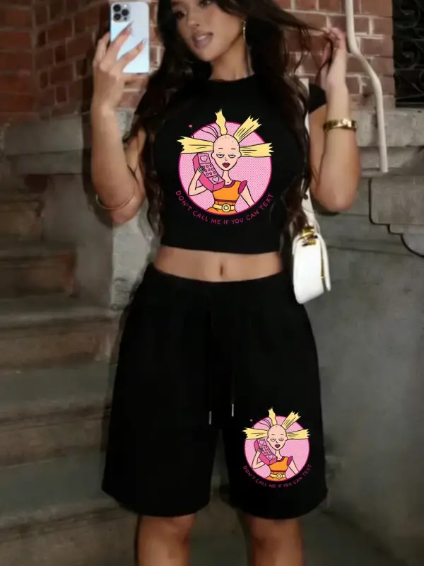 Bana Aramayın, Mesaj Gönderemezseniz Baskılı Babby TeeT-Shirt Pantolon Yazlık İki Parça Takım Üst