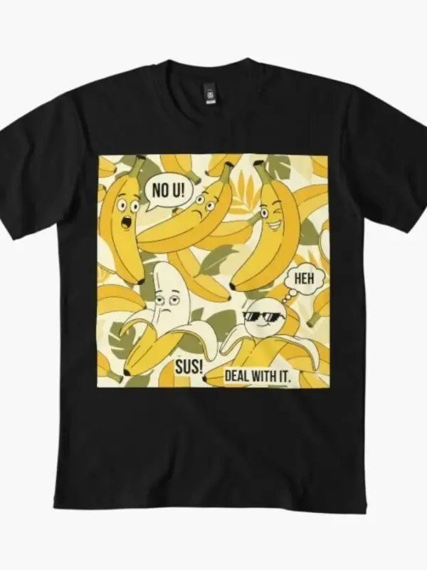 Banana Meme Club – Erkekler Kadınlar İçin Komik Yemek Kolajı Tişörtü %100 Pamuklu Tişörtler K