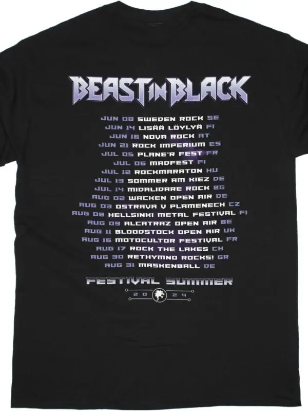 BEAST IN BLACK FESTIVAL SUMMER 2024 NEW BLACK T-SHIRT