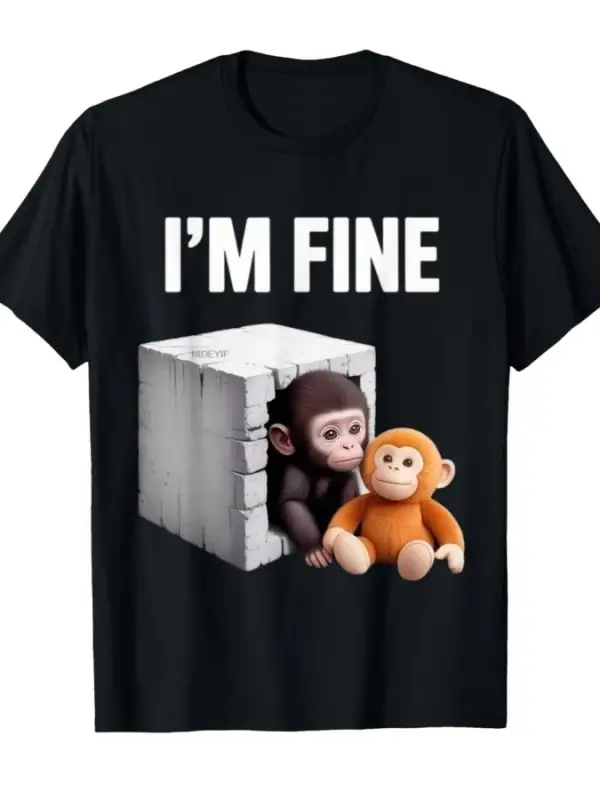 Ben iyiyim sevimli bebek maymun anksiyete Meme mizah tişört erkekler kadınlar için % 100% pam