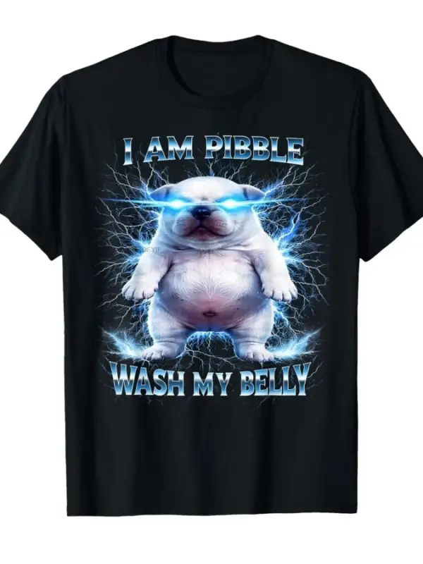 Ben Pibbleyim Göbekimi Yıkayın Komik Köpek Temiz Meme Tişörtü Erkekler Kadınlar İçin %100 Pa