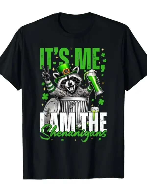 Benim Benim, Komik Rakun St Patrick Günü Tişörtü Erkekler Kadınlar İçin %100 Pamuklu Tişörtle
