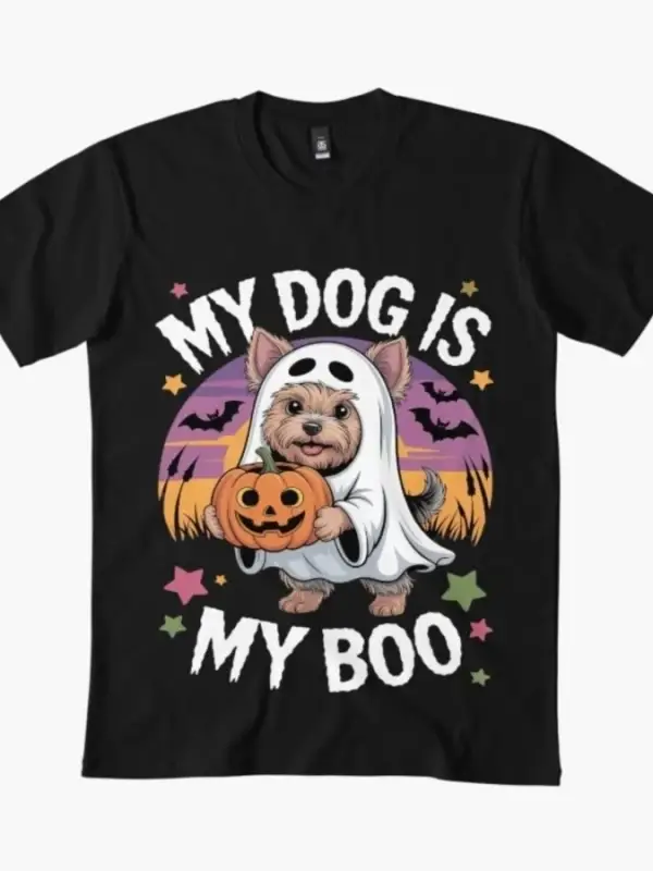 Benim Köpeğim Benim Boom Cadılar Bayramı Hayalet Köpek T-shirt Erkekler Kadınlar Için % 100%