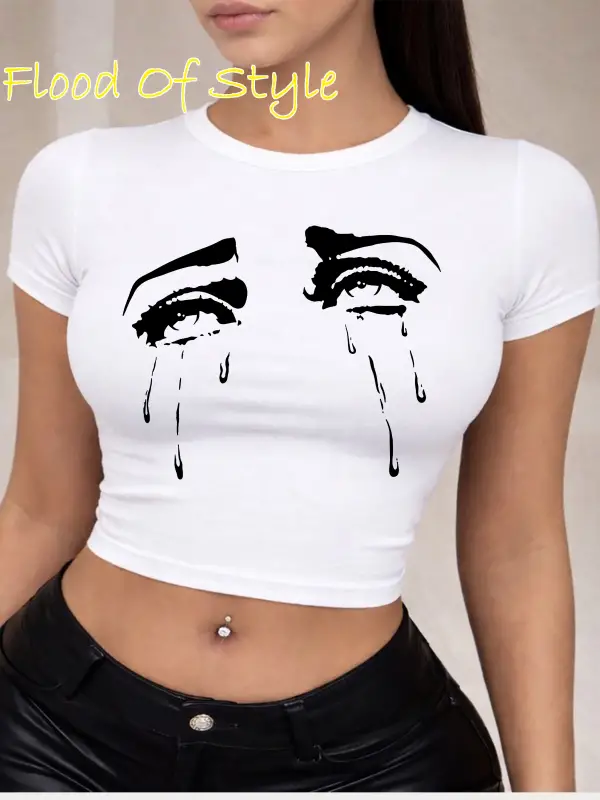 Beyaz Babby Tee ağlayan gözler Özel tasarım