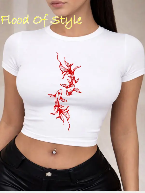 Beyaz Babby Tee balık Özel tasarım