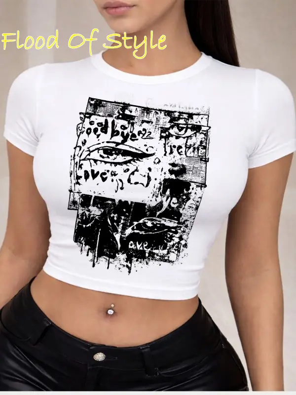 Beyaz Babby Tee göz baskı Özel tasarım