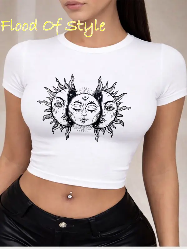 Beyaz Babby Tee güneş ay Özel tasarım