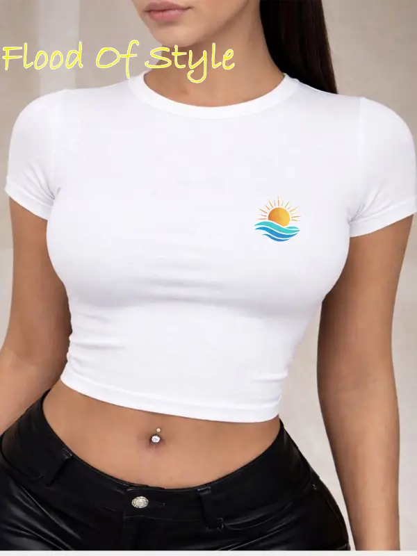 Beyaz Babby Tee güneş minimal Özel tasarım