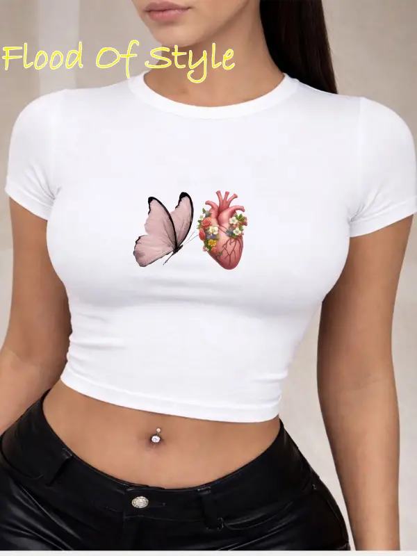 Beyaz Babby Tee kelebek kalpp Özel tasarım