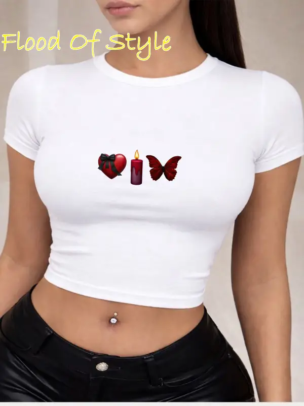 Beyaz Babby Tee mum kalp kelebek Özel tasarım